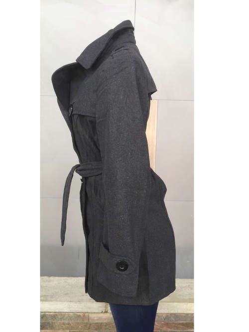 Women's Double Breasted Belted Coat Grey Size 32
