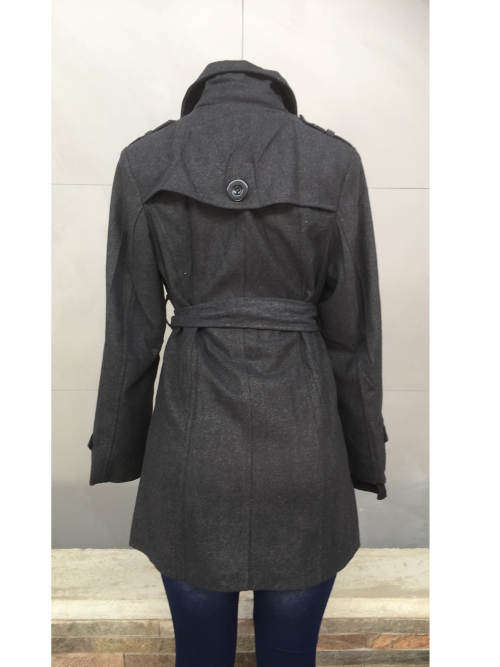 Women's Double Breasted Belted Coat Grey Size 32