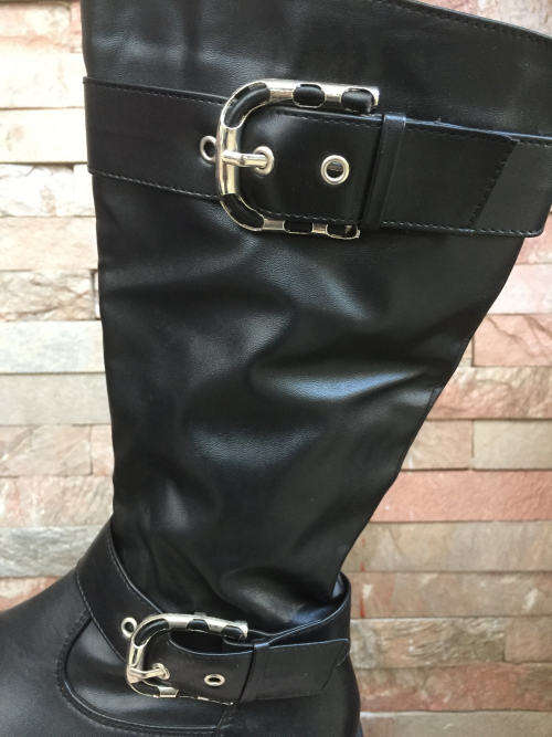 " Winter Sale " Black Buckles Mid-Calf Boots Sizes  3