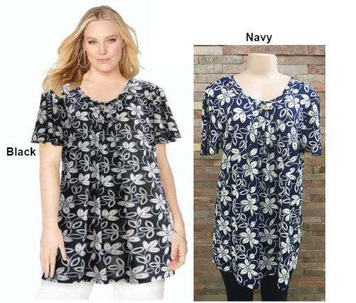2017 New Arrival - Spring Tunics Diamante Neckline Colors: Black, Navy