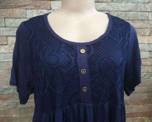 Elegant Long Tunic Dress Sizes 34 to 44 Color Navy