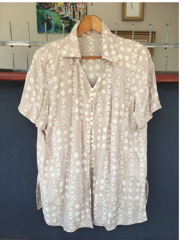 Vintage Handmade Batik Unique! 2 Piece Shirt Skirt Set Silk Size XL