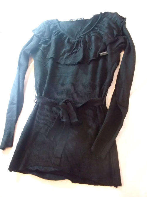 Sexy Simple Lotus Leaf Collar Black Top