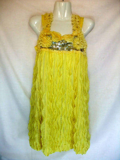SALE !!!!!!! YELLOW DRESS WITH SEQUINS, L