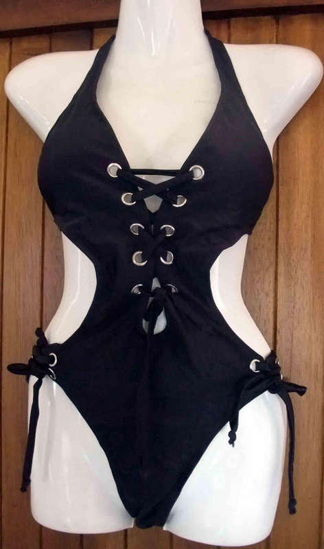 HALTER SEXY SWIMSUIT BLACK