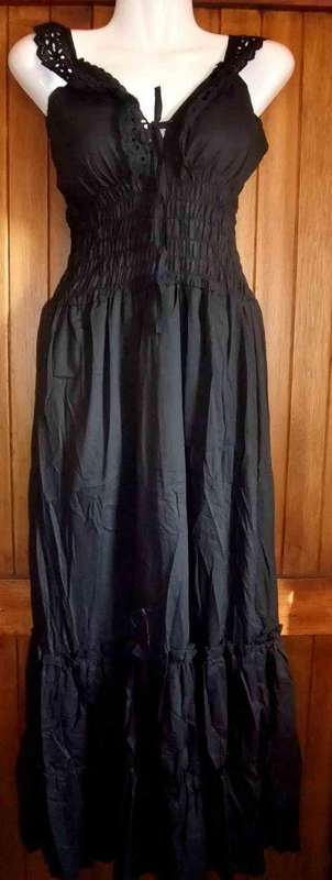 ****Spring New Arrival**** SWEET BLACK COTTON LONG DRESS36/38