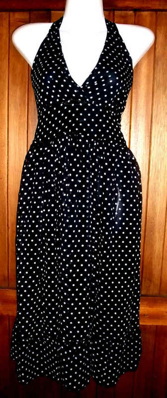 ****NEW ARRIVAL**** Black and White POLKA DOT Halter dress 36/38
