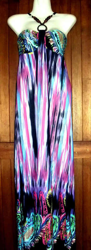 ****NEW ARRIVAL**** Elegant Cocktail Dress Wood Bead Front  36/38