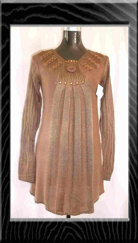 ELEGANT KNITTED WOOL DRESS Decor Front ***Various Colors***