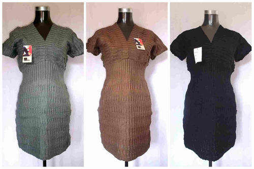 FASHION** V Collar Highlights Your Shape Sweater Dress ***Colors: Grey, Brown,Black***