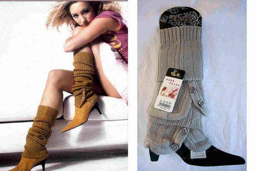 STYLISH KNIT LEG WARMERS - GREY