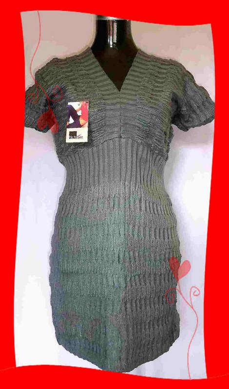 FASHION** V Collar Highlights Your Shape Sweater Dress *** Grey