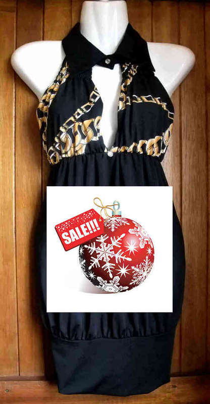 Xmas SALE!!!! 55% OFF *** Sexy Chain Print Gather Hem Collar Mini Club Dress - Gold