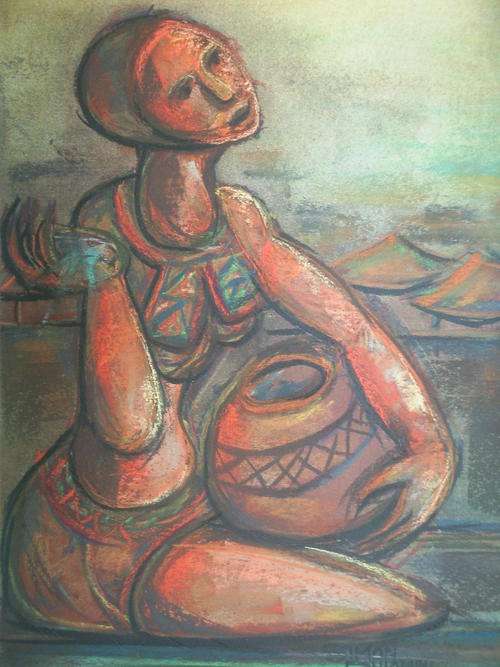 SIMON DHLAMINI - PASTEL 40X30 CM