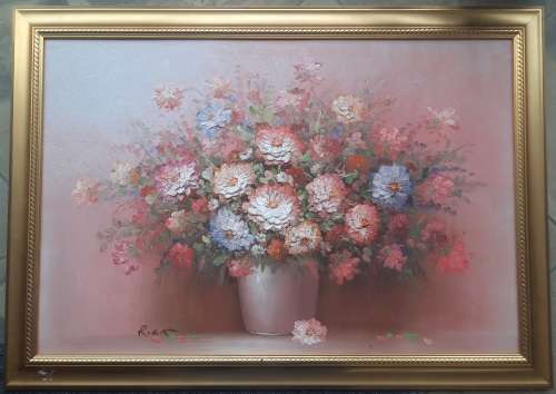 Flower in vase oil/canvas painting by Robin Helman