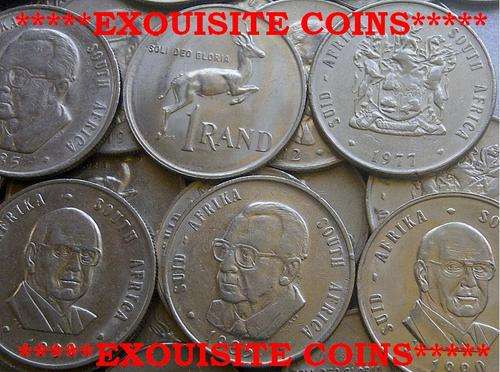 50 X ***R1 LARGE SOUTH AFRICAN COINS*** DATED 1977 - 1990 AT A CRAZY BID OF R1 PER COIN. READ MORE..