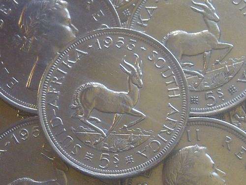 6 X RARE AND BREATHTAKING***1953***SOUTH AFRICAN CROWNS (5 SHILLINGS). CRAZY R1 START PER COIN.