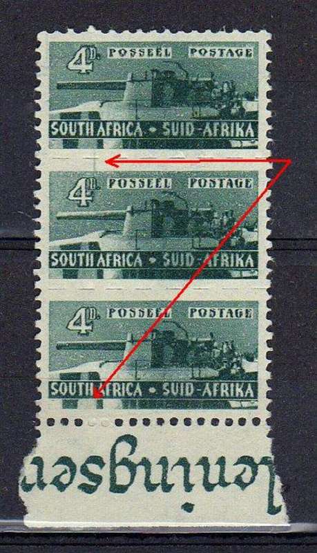 1942 WWII 4 Pence bottom row with missing shade flaw Variety. MNH