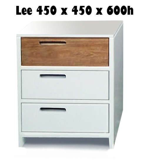 LEE 3 DRAWER PEDESTALS/BEDSIDE TABLE  - 450x450x600h