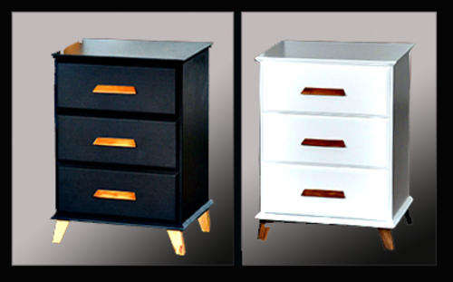 Pedestal Three Drawer - Black or White finish available - Supa Wood.