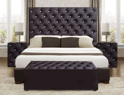 4 pce Upholstered Dina Bedroom Suite comp Headboard, pedestals, linen box