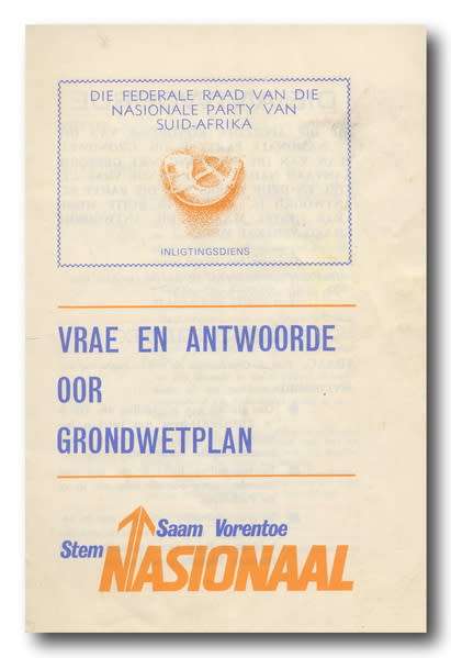 Nasionale Party Inligting/ National Party Information - Vrae en antwoorde oor Grondwetplan