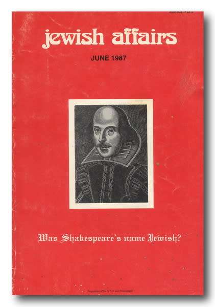 Jewish Affairs June 1987 Was Shakespeare`s name Jewish?