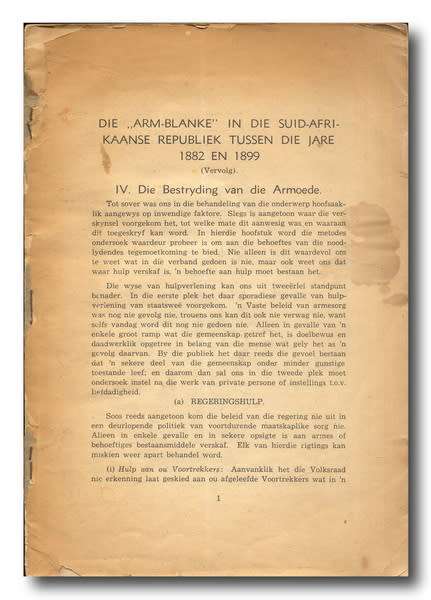 Die `Armblanke` in die Suid-Afrikaanse Republiek Tussen 1882-1899