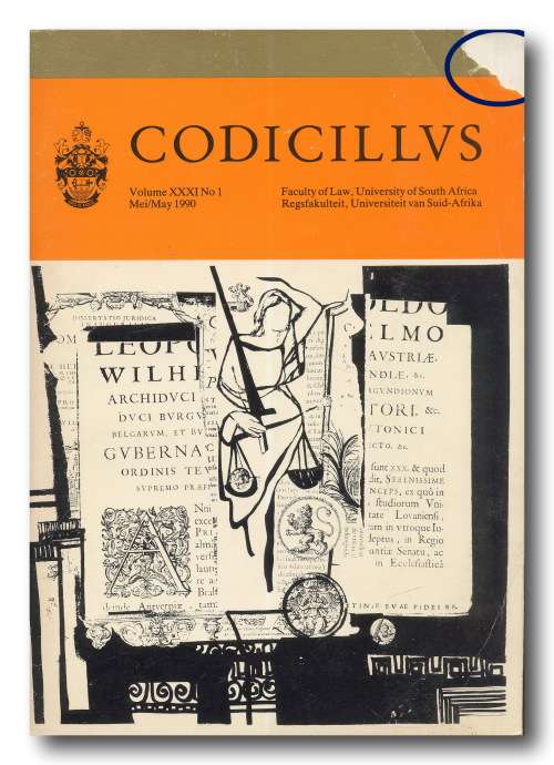 CODICILLVS Vol XXXI no 1 Mei 1990 deur die Regsfakulteit van UNISA