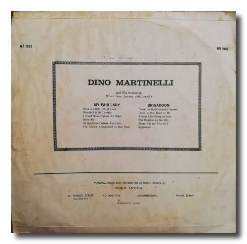 Dino Martinelli and his orchestra, music Lerner and Loewe`s - My Fair Lady and Brig Adoon