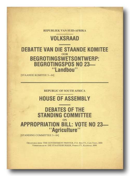 Volksraad - Debatte vd Staande Komitee - Begrotingswetsontwerp/Landbou
