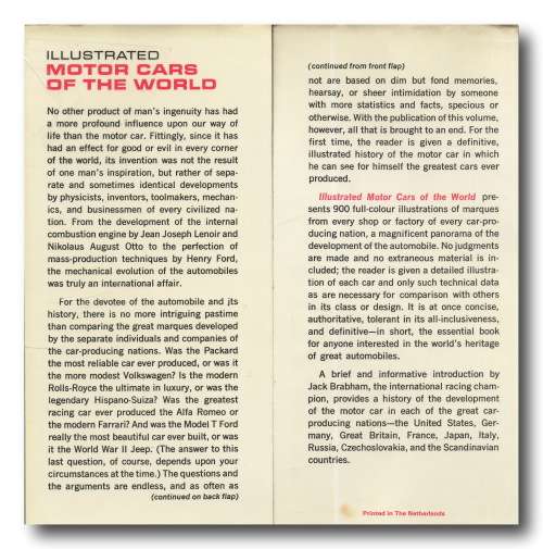 Illustrated Motor Cars of The World (From 1770 to present day (1967) by Piet Olyslager (1967)