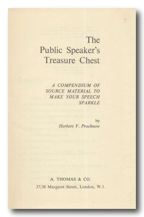 The Public Speaker`s Treasure Chest by Herbert V Prochnow (reprint Jan 1971)