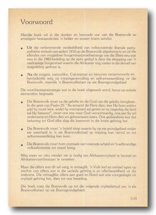 ... en hier is ons nuwe Boerevolkstaat (Red) prof Alkmaar Swart (Oranjewerkers Promosies 1985)