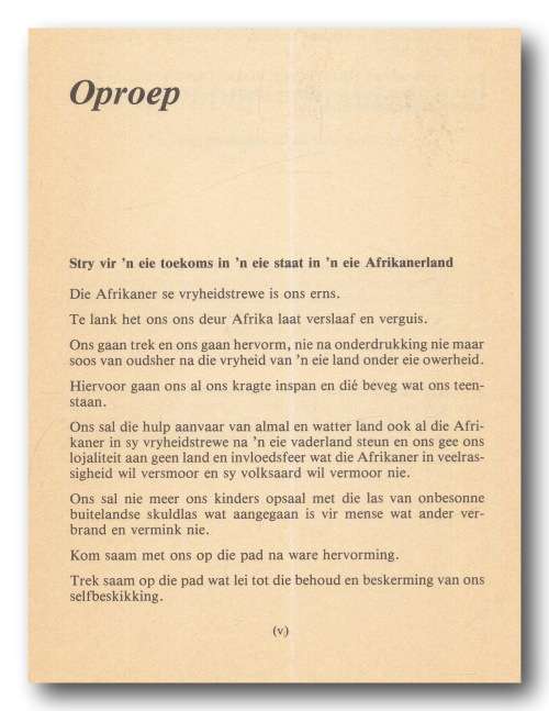 Afrikaner-Boerevolk Daarheen! Nou! deur Hercules Booysen (Oranjewerkers Promosies 1986)