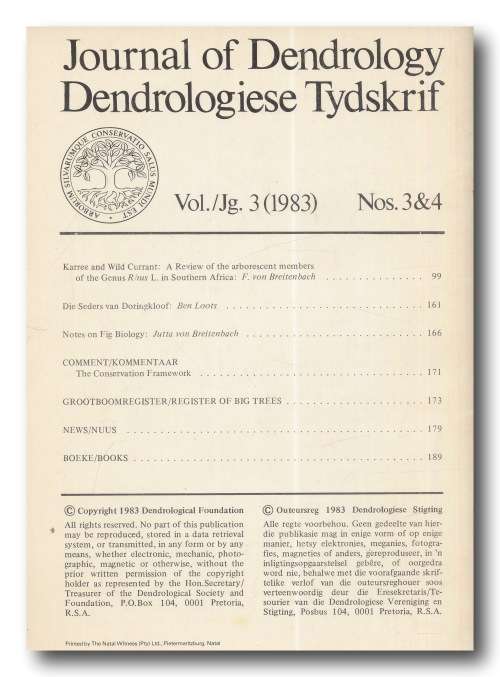 Journal of Dendrologie/Dendrologiese Tydskrif Vol 3 (1983) no 3&4