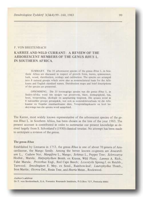 Journal of Dendrologie/Dendrologiese Tydskrif Vol 3 (1983) no 3&4