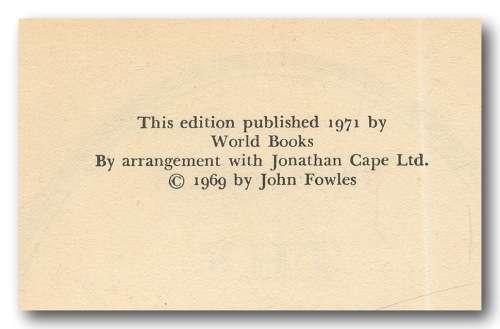 The French Lieutenant`s Woman by John Fowles (1971 World Books)