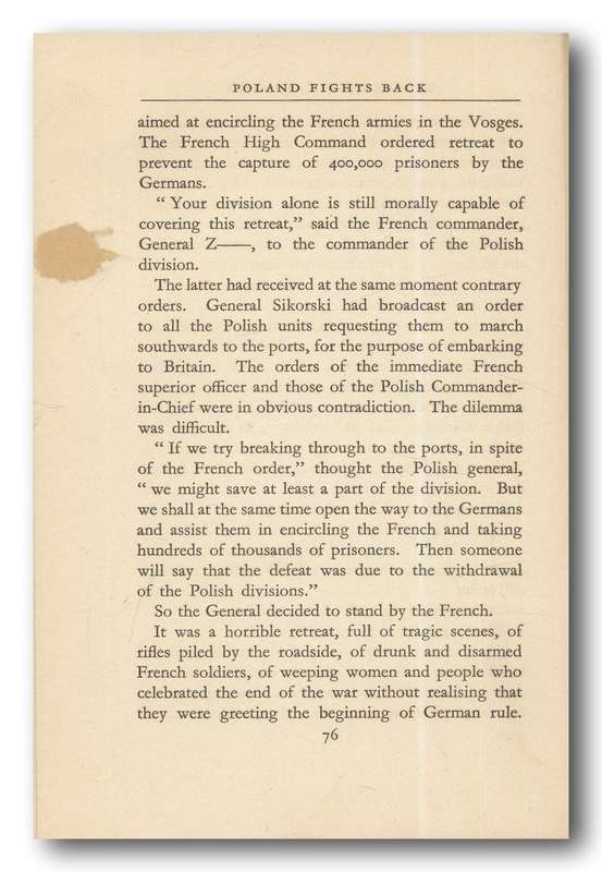 Poland fights back by Ksawery Pruszynski (Translated) 1st printed Sept 1941)