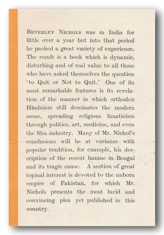 Verdict on India by Beverley Nichols (1st Indian Impression Dec 1944)