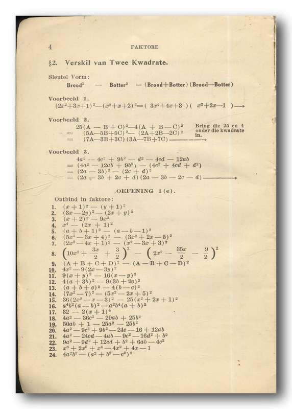 Algebra vir Senior Sertifikaat en Matrikulasie deur Dreyer en Schmidt (Juta 1940)