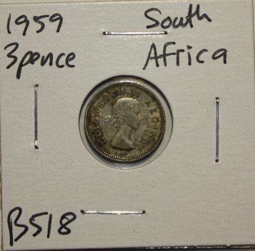 1959 South Africa 3 Pence (50% Silver)