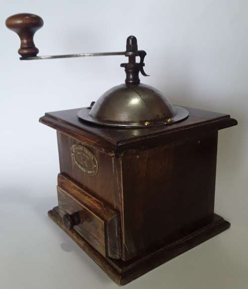 A vintage French `Peugeot Freres` coffee grinder / mill.