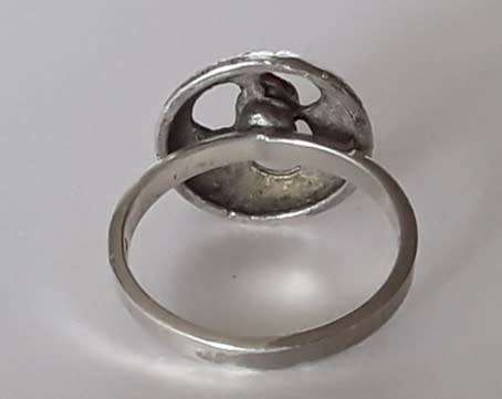 A rare Brittania solid silver and ruby Modernist design ring.  Superb!!!