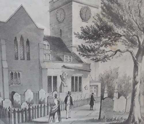 Investment! 19th Century Robert Groom lithograph of St. Thomas Church, Portsmouth.  Circa 1845.