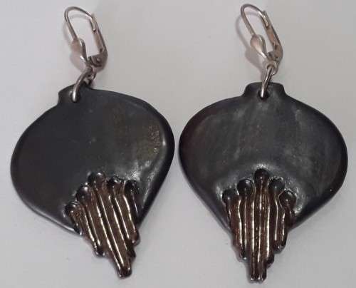 A vintage pair of signed sterling silver and ceramic earrings.  Probably German, 1960`s.  *R1 bid!!*