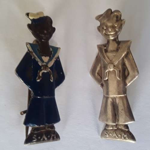 PAIR OF SA WW2 `SAILOR S.A.M` SILVER BADGES.