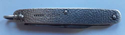 Rare 1904 Edwardian solid sterling silver pocket knife by George Gillott of Sheffield.