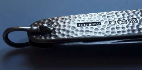 Rare 1904 Edwardian solid sterling silver pocket knife by George Gillott of Sheffield.