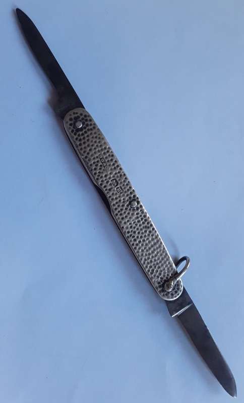 Rare 1904 Edwardian solid sterling silver pocket knife by George Gillott of Sheffield.